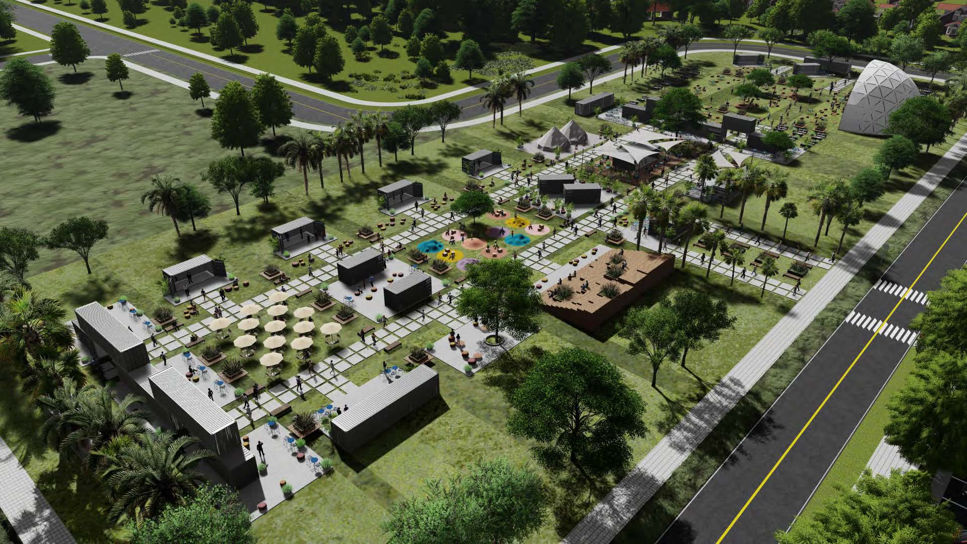 Homestead Town Center Phase One Container Park 3D Rendering